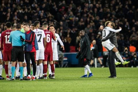 Sport Bilder des Tages Neymar JR and Thomas Tuchel (PSG) celebrate victory during 5th Day of UEFA Champions League match between Paris Saint Germain and Liverpool FC at the Parc des Princes, in Paris, France, November 28th, 2018.  Copyright: xAurelienxMorissardx