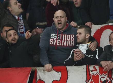 November 28, 2018 - Naples, Italy - SSC Napoli - FK Crvena zvezda : UEFA Champions League Group C .Serbian hooligan leader Ivan Bogdanov at San Paolo Stadium in Naples, Italy on November 28, 2018. SSC Napoli v Red Star Belgrade - UEFA Champions League Group C  - ZUMAn230 20181128_zaa_n230_323 Copyright: xMatteoxCiambellix