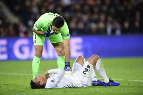 BUFFON Gianluigi (PSG) SILVA Thiago (PSG) FOOTBALL : PSG vs FC Liverpool - Ligue des Champions UEFA - Paris - 28 11 2018 JBAutissier Panoramic 