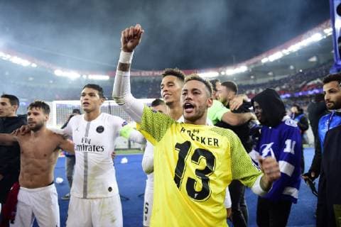 joie des joueurs du PSG en fin de match NEYMAR JR (PSG) FOOTBALL : PSG vs FC Liverpool - Ligue des Champions UEFA - Paris - 28 11 2018 JBAutissier Panoramic 