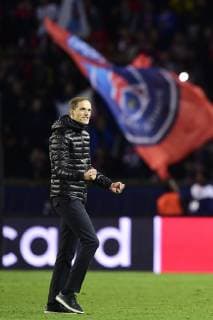 joie des joueurs du PSG en fin de match TUCHEL Thomas - entraineur (PSG) FOOTBALL : PSG vs FC Liverpool - Ligue des Champions UEFA - Paris - 28 11 2018 JBAutissier Panoramic 