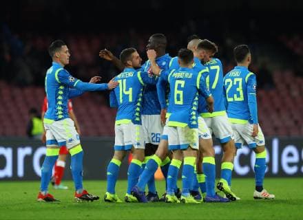 28th November 2018, Stadio San Paolo, Naples, Italy; UEFA Champions League football, Napoli versus Red Star Belgrade; Dries Mertens of Napoli celebrates after scoring his 2nd goal of the game in the 53rd minute  ActionPlus12083823 NaFoto