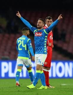 28th November 2018, Stadio San Paolo, Naples, Italy; UEFA Champions League football, Napoli versus Red Star Belgrade; Dries Mertens of Napoli celebrates after scoring his 2nd goal of the game in the 53rd minute  ActionPlus12083824 NaFoto