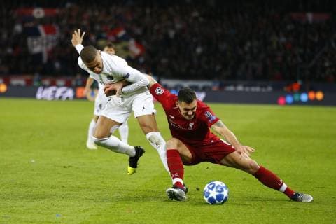 Kylian Mbappe ( PSG ) vs Roberto Firmino (Liverpool) FOOTBALL : PSG vs Liverpool - Ligue des Champions - 28 11 2018 GwendolineLeGoff Panoramic 