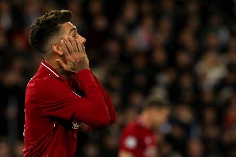 28th November 2018, Parc des Princes, Paris, France; UEFA Champions League football, Paris St-Germain versus Liverpool; Roberto Firmino of Liverpool FC after missing a chance  ActionPlus12083870 PedroxSalado