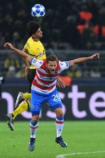 Football Champions League Group Phase 5 Matchday Borussia Dortmund FC Bruges on 28 11 2018 at Signal Iduna Park in Dortmund Mats Rits Bruges front Mahmoud Dahoud Dortmund back DFL DFB regulations prohibit any use of photographs as image sequences and or quasi video xRx