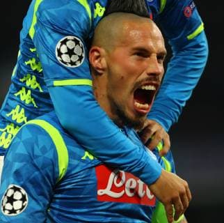 (181129) -- NAPLES, Nov. 29, 2018 -- Napoli s Marek Hamsik celebrates his goal during the UEFA Champions League Group C match between Napoli and Red Star Belgrade in Naples, Italy, Nov. 28, 2018. Napoli won 3-1. ) (SP)ITALY-NAPLES-FOOTBALL-UEFA CHAMPIONS LEAGUE-NAPOLI VS RED STAR AlbertoxLingria 