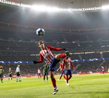 Partido de la Liga de Campeones entre el Atletico y el Monaco en el Wanda Metropolitano. En la imagen, Griezmann.Champions League match between Atletico and Monaco. In this picture, Griezmann. 