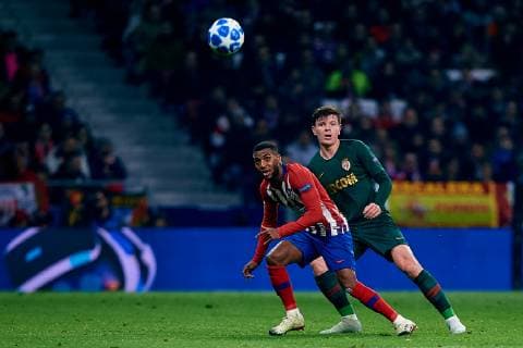 MADRID, SPAIN - NOVEMBER 28: Thomas Lemar (L) of Atletico de Madrid competes for the ball with Giulian Biancone of AS Monaco during the Group A match of the UEFA Champions League between Club Atletico de Madrid and AS Monaco at Estadio Wanda Metropolitano on November 28, 2018 in Madrid, Spain. (Photo by David Aliaga) SPO, SOC, FOC  Copyright: xDavidxAliaga