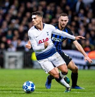 LONDON, ENGLAND - NOVEMBER 28: Erik Lamela of Tottenham Hotspur control ball during the Group B match of the UEFA Champions League between Tottenham Hotspur and FC Internazionale at Wembley Stadium on November 28, 2018 in London, United Kingdom. (Photo by Sebastian Frej) SPO, SOC, FOC  Copyright: xSebastianxFrej