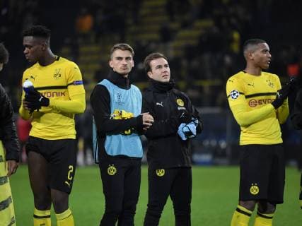 28 11 2018 Football UEFA Champions League Season 2018 2019 Preliminary Round 5 Matchday Borussia Dortmund Club Bruegge 0 0 v li Dan Axel Zagadou Borussia Dortmund Maximilian Philipp Borussia Dortmund Mario Goetze Mario Götze Borussia Dortmund Manuel Akanji Borussia Dortmund Team2