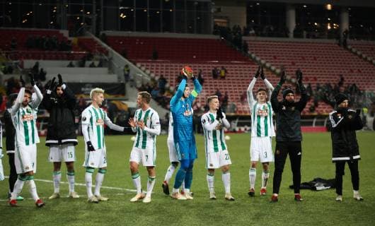 SOCCER - UEFA EL, Spartak vs Rapid MOSCOW,RUSSIA,29.NOV.18 - SOCCER - UEFA Europa League, group stage, FC Spartak Moscow vs SK Rapid Wien. Image shows the rejoicing of Rapid. Keywords: Wien Energie. GEPAxpictures xPhilippxBrem