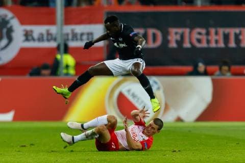 Austria Salzburg 29 11 2018 UEFA Europa League 2018 19 Season Preliminary Round Group Phase Group B 5 Matchday RB Salzburg RB Leipzig Bruma RBL and Stefan Lainer RBS in the duel DeFodi507