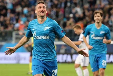 ST PETERSBURG, RUSSIA - NOVEMBER 29, 2018: Zenit St Petersburg s Robert Mak celebrates scoring in the 2018 19 UEFA Europa League Group C Round 5 football match against FC Copenhagen at St Petersburg Stadium. Alexander Demianchuk TASS  TS0994E3