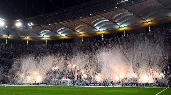 29 11 2018 xjhx Football UEFA Europa League Eintracht Frankfurt Olympique Marseille emspor v l choreo DFL DFB REGULATIONS PROHIBIT ANY USE OF PHOTOGRAPHS as IMAGE SEQUENCES and or QUASI VIDEO Frankfurt am Main