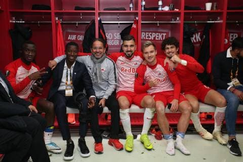 SOCCER - UEFA EL, RBS vs RB Leipzig SALZBURG,AUSTRIA,29.NOV.18 - SOCCER - UEFA Europa League, group stage, Red Bull Salzburg vs RasenBallsport Leipzig. Image shows Diadie Samassekou, Amadou Haidara, Mustapha Mesloub, Munas Dabbur, Fredrik Gulbrandsen and Andre Ramalho (RBS). GEPAxpictures xMathiasxMandl