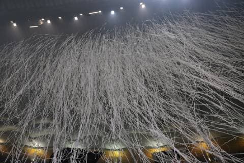 29 11 2018 GER Frankfurt am Main Commerzbankarena Europa League Eintracht Frankfurt SGE Olympique Marseille brilliant choreography of the fans Ultras in the curve DFL regulations prohibit any use of photographs as image sequences and or quasi video