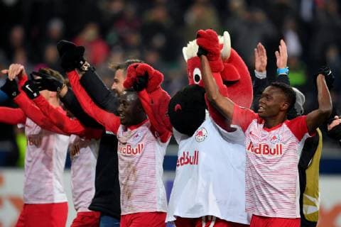 SOCCER - UEFA EL, RBS vs RB Leipzig SALZBURG,AUSTRIA,29.NOV.18 - SOCCER - UEFA Europa League, group stage, Red Bull Salzburg vs RasenBallsport Leipzig. Image shows the rejoicing of RBS. GEPAxpictures xFlorianxErtl
