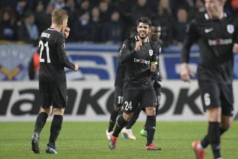 Genk s Alejandro Pozuelo celebrates after scoring during the match between Belgian soccer team KRC Genk and Swedish club Malmo in Malmo, Sweden, Thursday 29 November 2018, on the fifth day of the UEFA Europa League group stage, in group I. YORICKxJANSENS  x05479547x