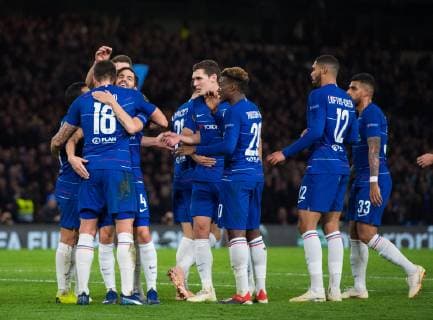 Chelsea s players celebrating Olivier Giroud second goal during the UEFA Europa League match between Chelsea and PAOK at Stamford Bridge, London, England on 29 November 2018. Copyright: xPRiMExMediaxImagesx PMI-2440-0010