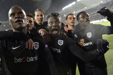 Genk s Joseph Paintsil celebrates after scoring during the match between Belgian soccer team KRC Genk and Swedish club Malmo in Malmo, Sweden, Thursday 29 November 2018, on the fifth day of the UEFA Europa League group stage, in group I. YORICKxJANSENS  x05479585x