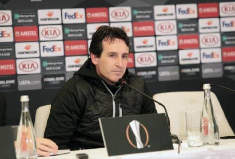 Head coach of Arsenal FC Unai Emery attends a post-match news conference after his team defeated FC Vorskla Poltava 0-3 in the UEFA Europa League Group E Matchday 5 game, Kyiv, capital of Ukraine, November 29, 2018. Ukrinform. Post-match news conferences of Vorskla, Poltava in Kyiv  Copyright: xHennadiixMinchenkox