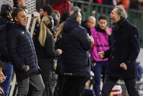 Standard s head coach Michel Preud homme celebrates after winning the match between Belgian soccer team Standard de Liege and Spanish club Sevilla, in Liege, Thursday 29 November 2018 on the fifth day of the UEFA Europa League group stage, in group J. LAURIExDIEFFEMBACQ  x05479669x