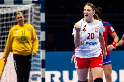 Handball, EM, Damen, Serbien - Polen 181130 Joanna Drabik of Poland celebrates during the EHF European WomenÕs Handball Championship match between Serbia and Poland on November 30, 2018 in Nantes. Photo: Ludvig Thunman BILDBYRN kod LT 35556  Copyright: LUDVIGxTHUNMAN BB181130LT065