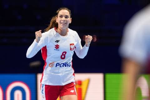 Handball, EM, Damen, Serbien - Polen 181130 Monika Kobylinska of Poland celebrates during the EHF European WomenÕs Handball Championship match between Serbia and Poland on November 30, 2018 in Nantes. Photo: Ludvig Thunman BILDBYRN kod LT 35556  Copyright: LUDVIGxTHUNMAN BB181130LT073