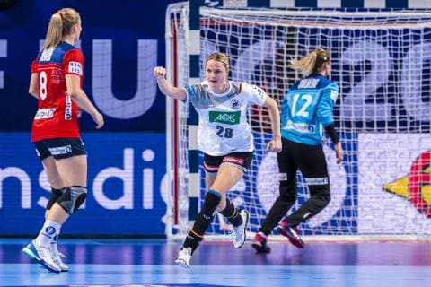 Brest France 01 December 2018 EHF EM 2018 Women Norway vs Germany vs Silje Waade Norway Franziska Müller Mueller Germany Blomberg Silje Solberg Norway Brest Arena Brest France