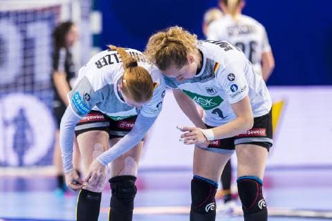 Brest France 01 December 2018 EHF EM 2018 Women Norway vs Germany v li Meike Schmelzer Germany Thuringia HC Maren Weigel Germany Metzingen Brest Arena Brest France