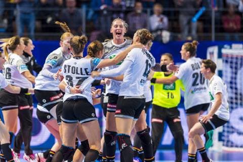 Brest France 01 December 2018 EHF EM 2018 Women Norway vs Germany the team of Germany final jubilation final jubilation emotion joy Brest Arena Brest France