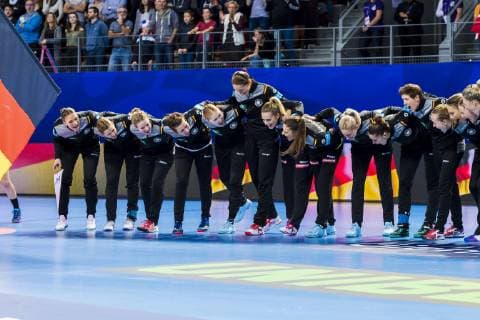 Brest France 01 December 2018 EHF EM 2018 Women Norway vs Germany The Team of Germany Brest Arena Brest France