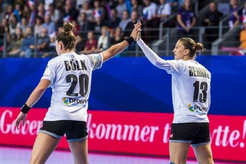 Brest France 01 December 2018 EHF EM 2018 Women Norway vs Germany vs Emily Boelk Bölk Germany Thuringia HC Julia Behnke Germany Metzingen Brest Arena Brest France