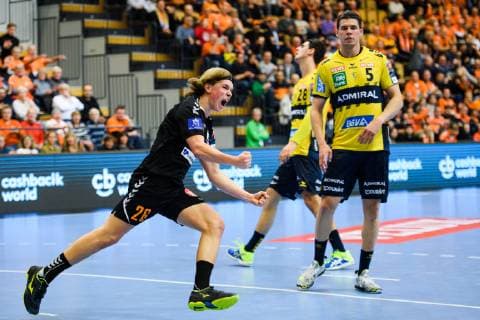 Handball, CL, IFK Kristianstad - Rhein-Neckar Löwen 181201 Kristianstads Valter Chrintz jublar under handbollsmatchen i Champions League mellan IFK Kristianstad och Rhein Neckar Löwen den 1 december 2018 i Kristianstad.  Copyright: AvdoxBilkanovic BB181201AB048