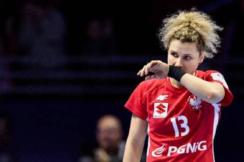 181202 Sylwia Matuszczyk of Poland looks dejected after the EHF European WomenÕs Handball Championship match between Poland and Denmark on November 2, 2018 in Nantes. Photo: Ludvig Thunman BILDBYRN kod LT 35558  Copyright: LUDVIGxTHUNMAN BB181202LT022