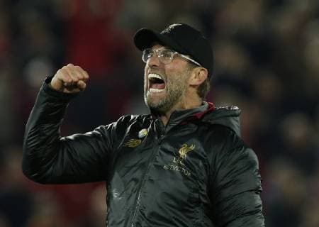 Sport Themen der Woche KW48 Sport Bilder des Tages Jurgen Klopp celebrates the win during the Premier League match at Anfield Stadium, Liverpool. Picture date 2nd December 2018. Picture credit should read: Andrew Yates Sportimage EDITORIAL USE ONLY. No use with unauthorised audio, video, data, fixture lists, club league logos or live services. Online in-match use limited to 120 images, no video emulation. No use in betting, games or single club league player publications. _AY29727.JPG