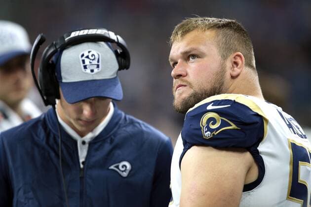 December 2, 2018 - Detroit, Michigan, United States - Los Angeles Rams center Brian Allen (55) is seen during the second half of an NFL American Football Herren USA football game against the Detroit Lions in Detroit, Michigan USA, on Sunday, December 2, 2018. Los Angeles Rams v Detroit Lions  - ZUMAn230 20181202_zaa_n230_790 Copyright: xJorgexLemusx