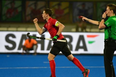 December 2, 2018 - Bhubaneswar, Odisha, India - Scott Tupper of Canada celebrates after scoring past goalkeeper Gowan Jones of South Africa during the FIH Men s Hockey World Cup Group C match between Canada and South Africa at Kalinga Stadium on December 2, 2018 in Bhubaneswar, India. Canada v South Africa - Men s Hockey World Cup 2018  - ZUMAn230 20181202_zaa_n230_807 Copyright: xStrx
