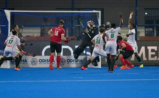 December 2, 2018 - Bhubaneswar, Odisha, India - Nqobile Ntuli of South Africa ( 27) celebrates his goal with team mates during the FIH Men s Hockey World Cup Group C match between Canada and South Africa at Kalinga Stadium on December 2, 2018 in Bhubaneswar, India. Canada v South Africa - Men s Hockey World Cup 2018  - ZUMAn230 20181202_zaa_n230_804 Copyright: xStrx