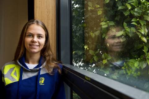 181203 Olivia Mellegard of Sweden poses for a portrait during a press meeting with the national team Nationalteam of Sweden during the EHF European WomenÕs Handball Championship on December 3, 2018 in Nantes. Photo: Ludvig Thunman BILDBYRN kod LT 35560  Copyright: LUDVIGxTHUNMAN BB181203LT011