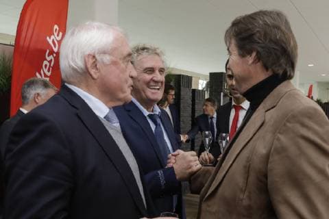 Paul Van Himst, Belgian Jean-Marie Pfaff and Former Red Devil Georges Grun pictured during the eighth edition of the Raymond Goethals award, for the coach whose style was the closest to the style of Raymond Goethals, Monday 03 December 2018, in Brussels. THIERRYxROGE  x05481826x