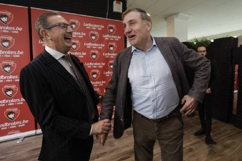 Georges Leekens and Jan Ceulemans pictured during the eighth edition of the Raymond Goethals award, for the coach whose style was the closest to the style of Raymond Goethals, Monday 03 December 2018, in Brussels. THIERRYxROGE  x05481824x