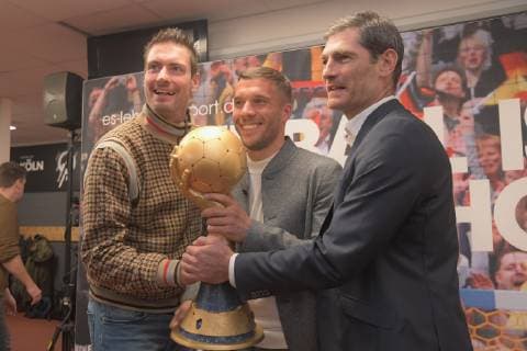 Handball Carsten Lichtlein WM 2019 Ambassador Lukas Podolski Henning Fritz Press conference Handball is coming home 03 12 2018 Lanxessarena Köln
