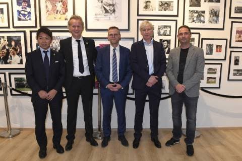 BRUSSELS, BELGIUM - DECEMBER 3 : David Meekers, Takayuki Tadeishi, Peter Croonen, Marc Brys, Dimitri De Conde during the 8th Raymond Goethals Trophy on December 03, 2018 in Brussels, Belgium, 3 12 2018 FOOTBALL : 8eme Trophee Raymond Goethals - Bruxelles - 03 12 2018 PhotoNews Panoramic 