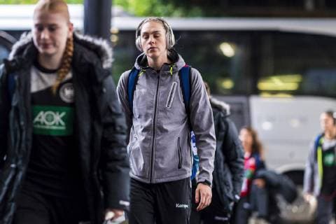 Handball Women European Championship Germany Romania Preliminary Round Group D 2 Matchday at the Brest Arena Luisa Schulze Germany Bietigheim upon arrival Brest Arena Brest France