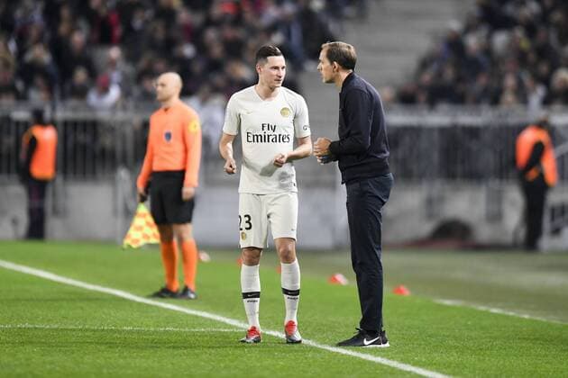 23 JULIAN DRAXLER (PSG) - THOMAS TUCHEL (ENTRAINEUR PSG) FOOTBALL : Bordeaux vs Paris SG - Ligue 1 Conforama - 02 12 2018 AnthonyBIBARD FEP Panoramic 