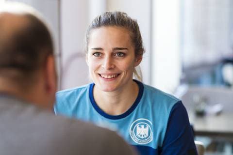Brest France 04 December 2018 EHF EM 2018 Media Day Torhueterin Dinah Eckerle Germany SG BBM Bietigheim Brest France