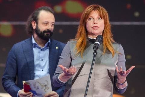 MOSCOW, RUSSIA â€“ DECEMBER 4, 2018: Former ice dancers Ilya Averbukh (L) and Natalya Bestemyanova at a ceremony to present the 2018 Russian national prize at the office of the Ministry of Sport of Russia. Vladimir Gerdo TASS  TS099CDF
