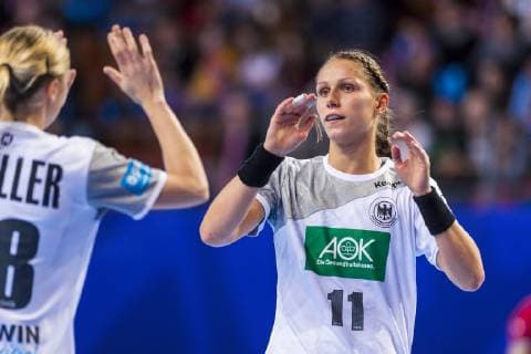 Handball Women European Championship Germany Czech Republic Preliminary Round Group D 3 Matchday in the Brest Arena v li Franziska Müller Mueller Germany Blomberg Xenia Smits Germany Metz Brest Arena Brest France